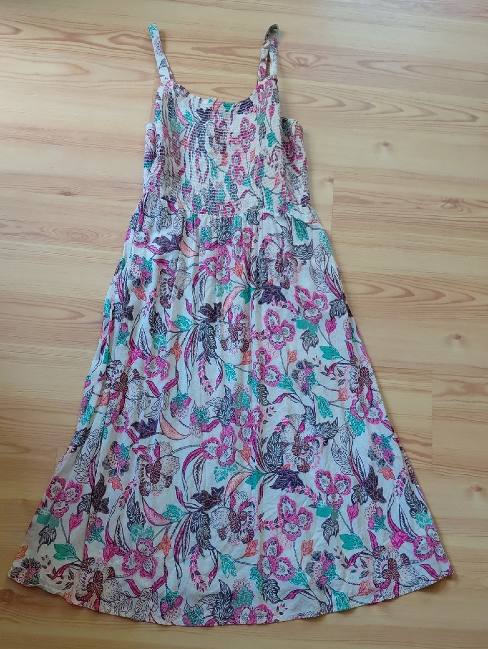 Old Navy Floral Midi Dress in Pink, Teal & Cream